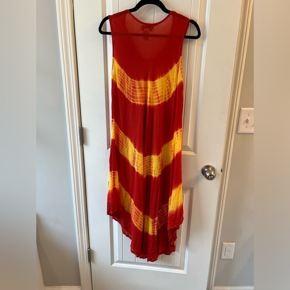 Cute Options Orange Tie Dye Boho Beach Festival sleeveless Dress Size: One Size‎ - Picture 3 of 6